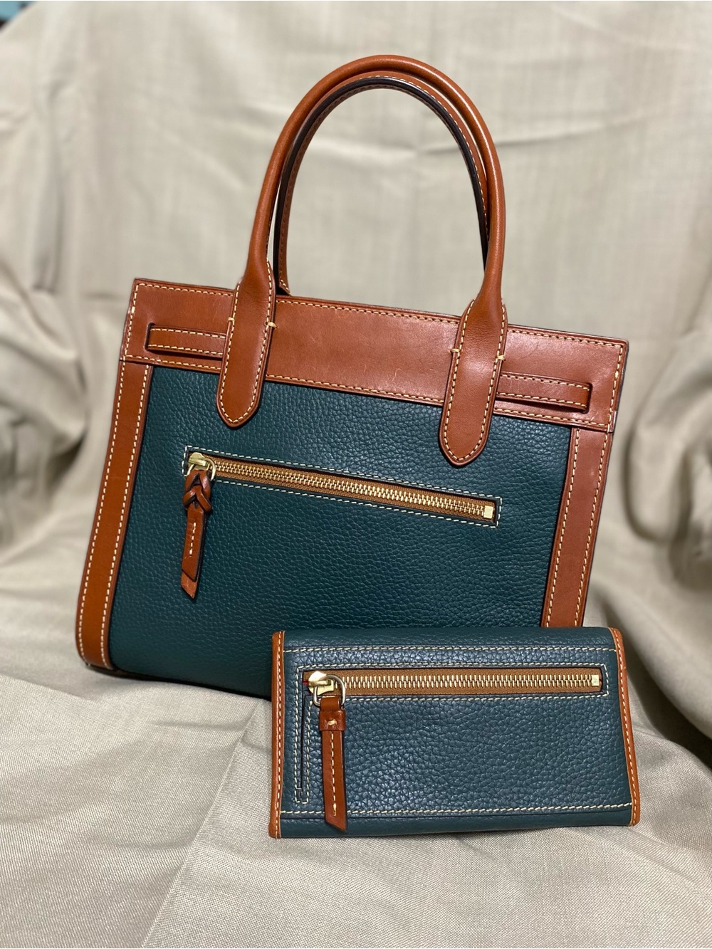 Forest Green Dooney & Bourke Bag & Wallet Set Pebble Leather - Picture 3 of 13